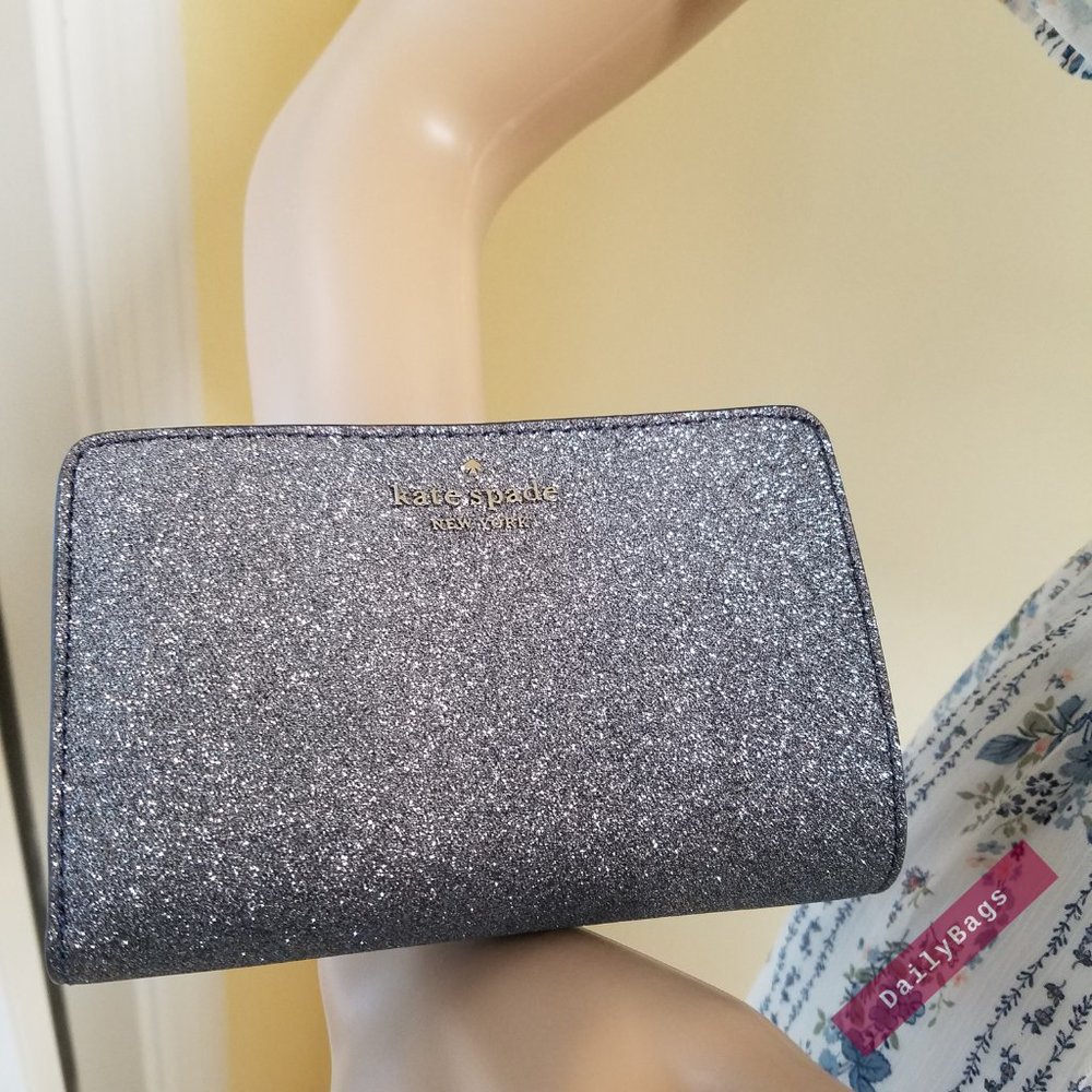 DUSK NAVY BOXED COMPACT WALLET LOLA KATE SPADE - Picture 5 of 13